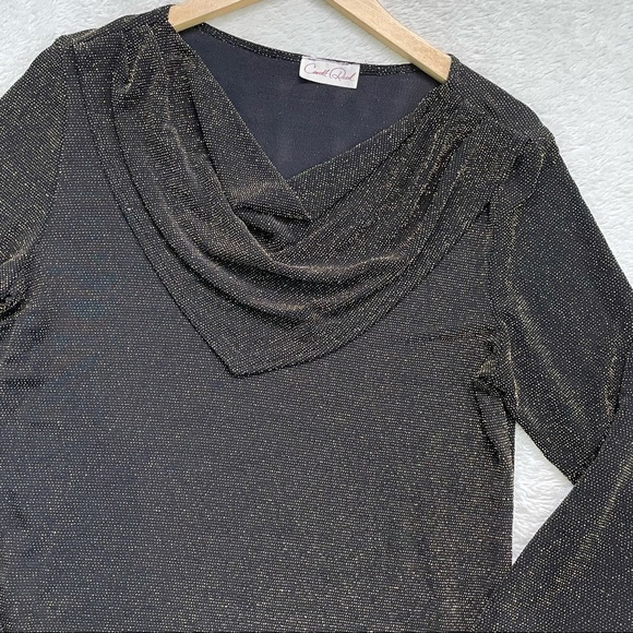 Carroll Reed Gold Shiny Holiday Christmas New Years Top Women Size M/L - Picture 4 of 8